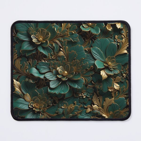 Item preview, Flowers in dark green and gold - 3D relief pattern #47 designed and sold by GoldenEraArt.