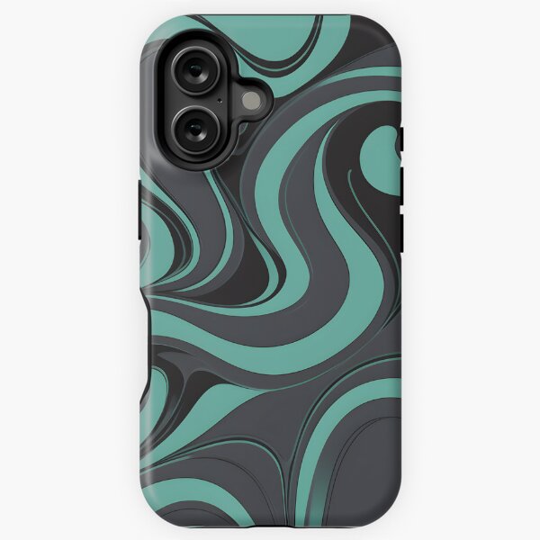 Item preview, Mid Century Modern Liquid Swirl, Kohle, Cyan #2 designed and sold by Prints and Lifestyle.