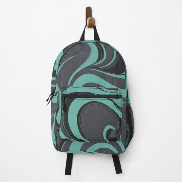 Item preview, Mid Century Modern Liquid Swirl,  Charcoal, Cyan  #2 designed and sold by Prints and Lifestyle.