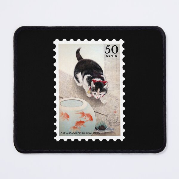 Item preview, Ohara koson's Cat and goldfish bowl (1933) stamp designed and sold by RabbitK.