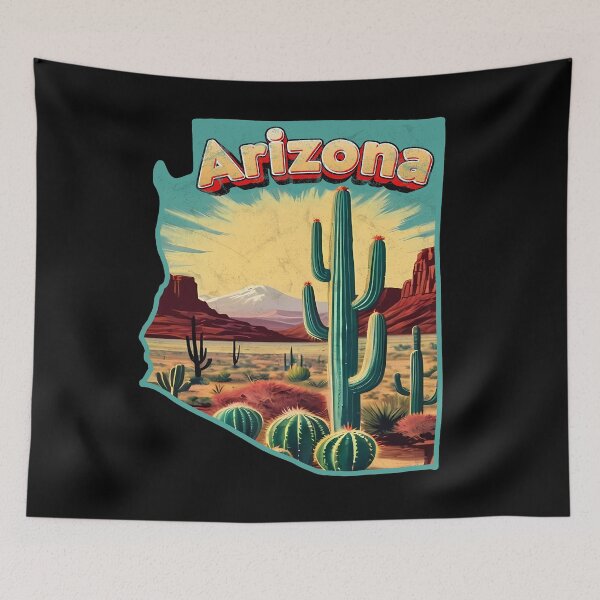 Item preview, Arizona Map Cactus Vintage Travel Decal  designed and sold by YerrouDesing.
