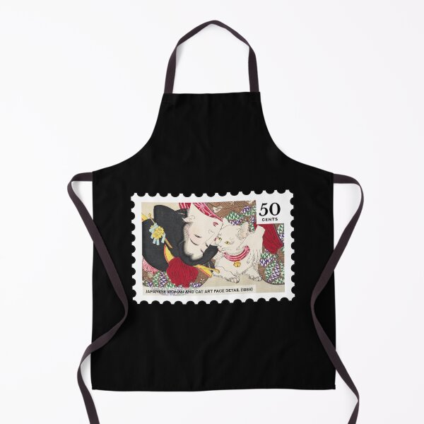 Item preview, Japanese woman and cat art face detail (1888) stamp designed and sold by RabbitK.