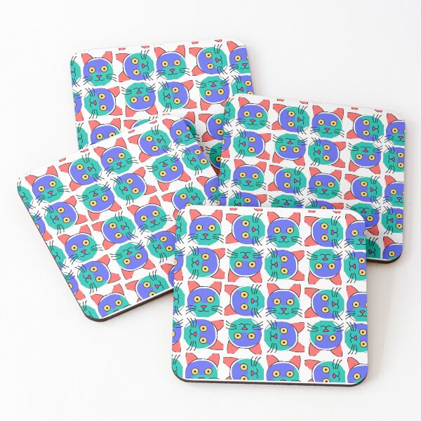 Item preview, Colored cats tile designed and sold by laosong3.