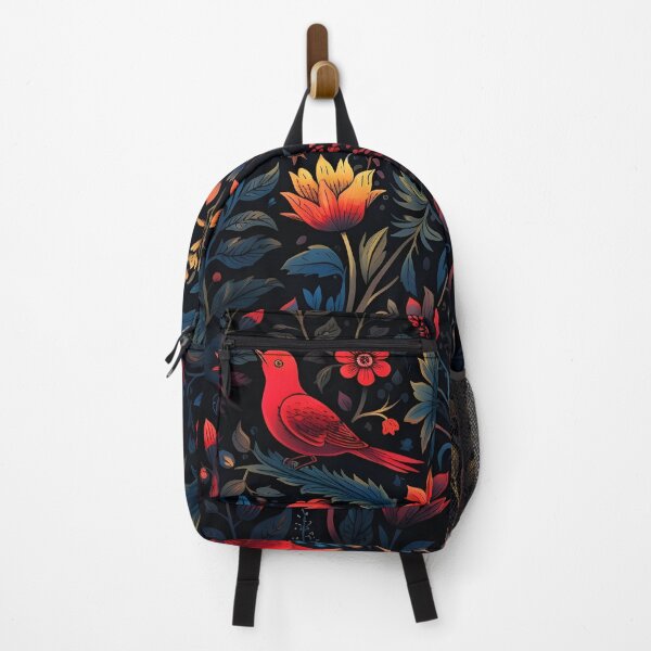 Item preview, Dark mood floral pattern with red birds designed and sold by dcrc.