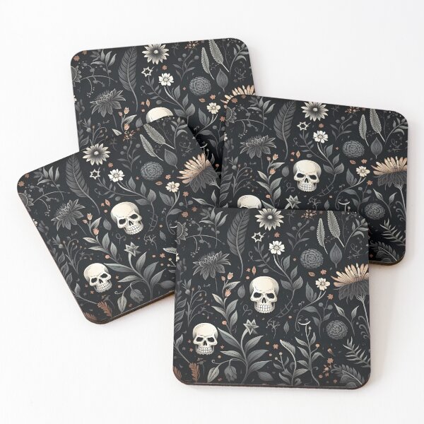 Item preview, dark mood floral pattern with skulls designed and sold by dcrc.