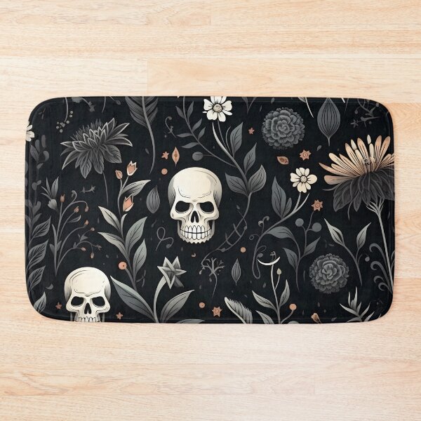 Item preview, dark mood floral pattern with skulls designed and sold by dcrc.