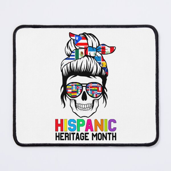 Item preview, Skeleton Messy Bun Women Shirt Hispanic Heritage Month Flags designed and sold by MobyStickers.