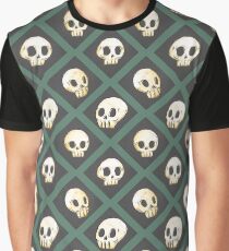 Tiling Skulls 3/4 - Green Graphic T-Shirt