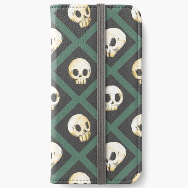 Tiling Skulls 3/4 - Green iPhone Wallet
