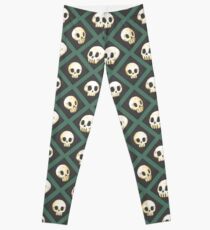 Tiling Skulls 3/4 - Green Leggings