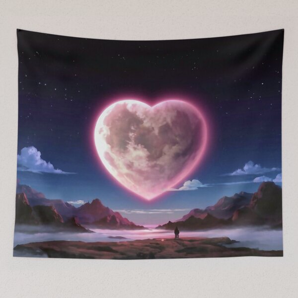 Item preview, Moon in pink heart shape designed and sold by M-Y-A-R-T-.