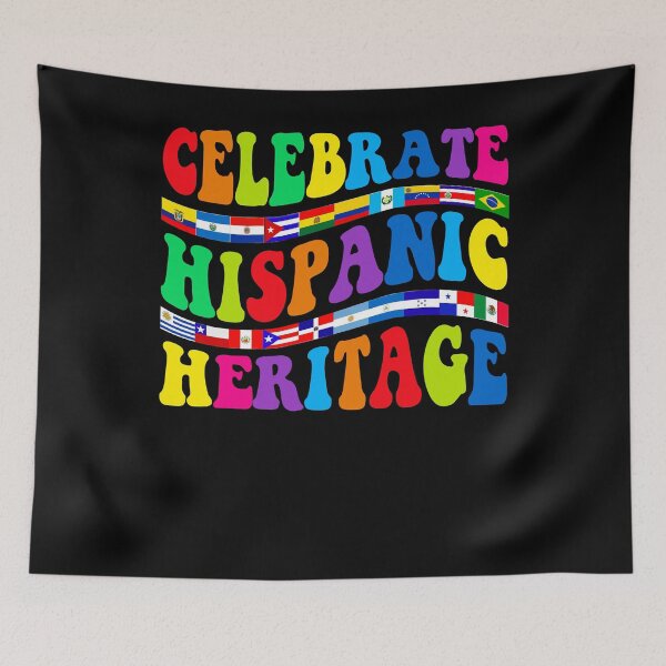 Item preview, Celebrate Hispanic Heritage Month Groovy Hippie Latino Flags designed and sold by MobyStickers.