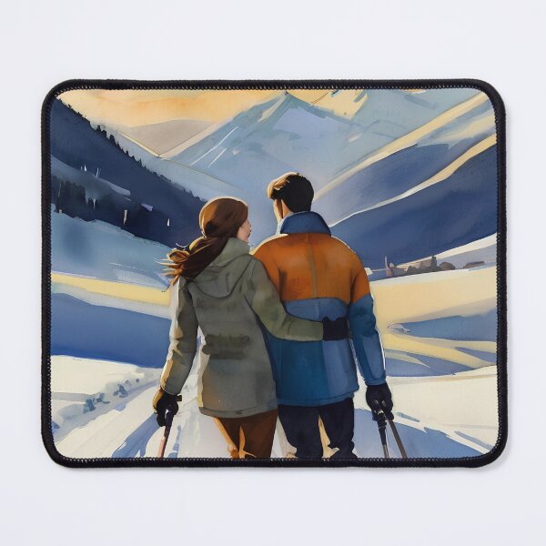 Item preview, Couple Enjoying Scenic Winter Mountain View designed and sold by ImagineCorner.