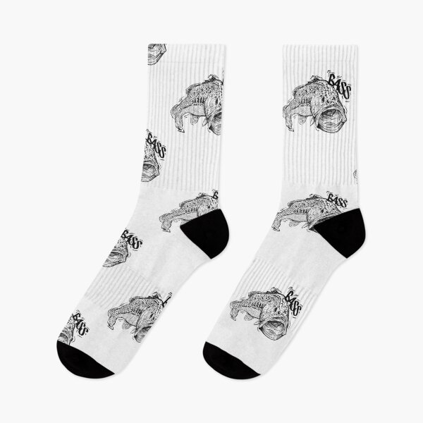 Item preview, Black and white illustration of a Bass in Graffiti Style designed and sold by FishingMD.