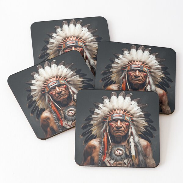 Item preview, Male Native American tribal chief with feather headdress and face paint designed and sold by cristina1001.