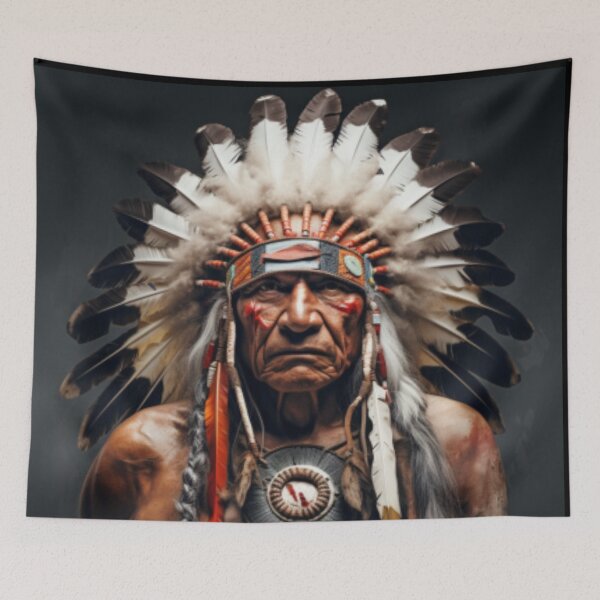 Item preview, Male Native American tribal chief with feather headdress and face paint designed and sold by cristina1001.