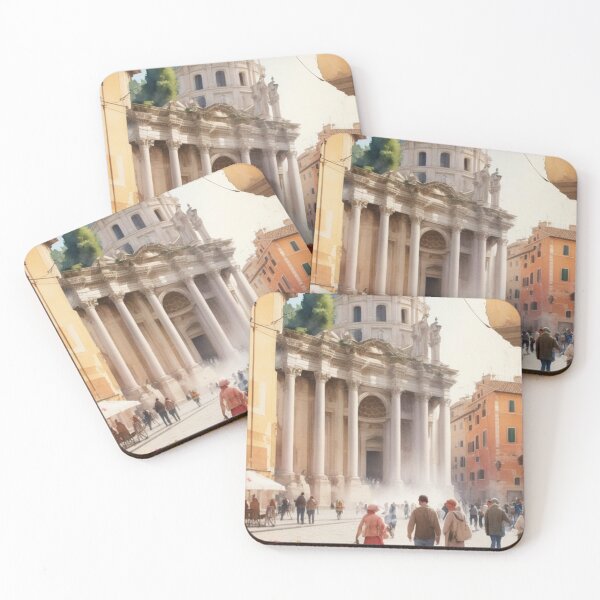 Item preview, City Square of Rome-Watercolor Art designed and sold by TondoMeander.