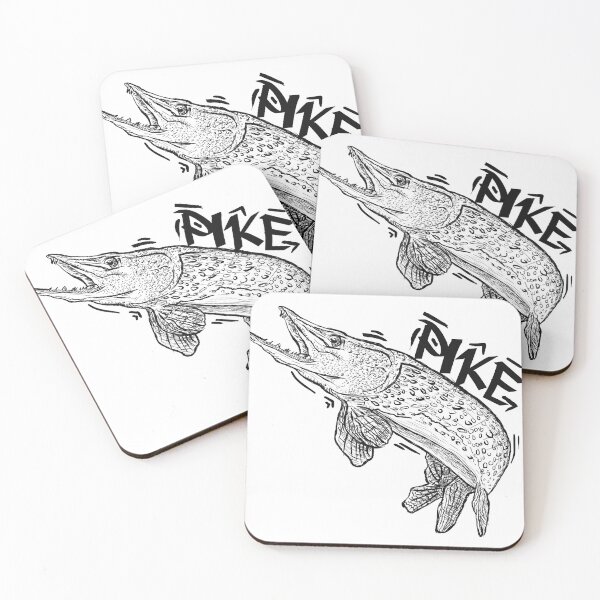 Item preview, Black and white illustration of a Pike in Graffiti Style designed and sold by FishingMD.