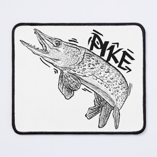 Item preview, Black and white illustration of a Pike in Graffiti Style designed and sold by FishingMD.