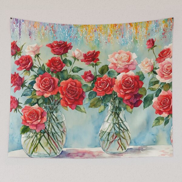 Item preview, Red and White Roses - A Watercolor Bouquet designed and sold by Delemore Art.