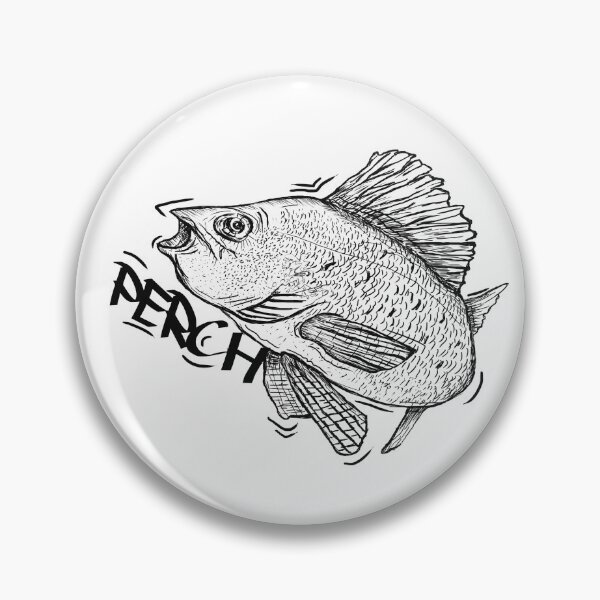 Item preview, Black and white illustration of a Perch in Graffiti Style designed and sold by FishingMD.