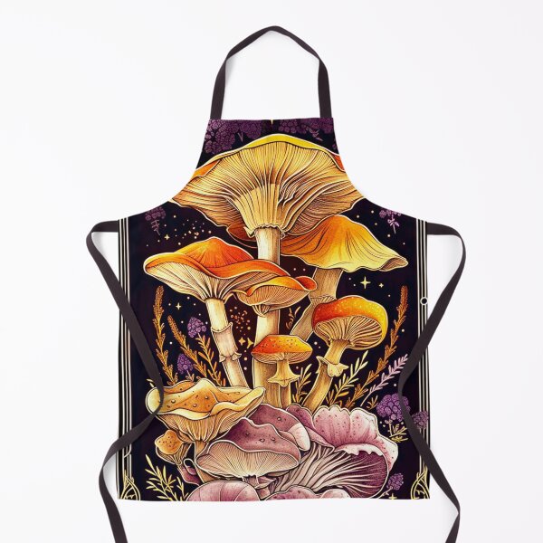 Item preview, Tarot Style Mushroom and Flowers, Vintage Botanical Purple and Orange designed and sold by 1000Mushrooms.