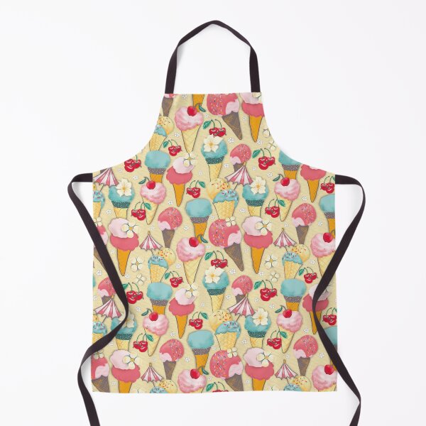 Item preview, Ice cream cones and cherries on yellow designed and sold by colorofmagic.