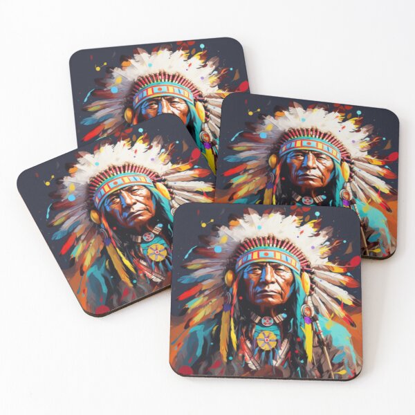 Item preview, Native American male tribal chief with feather headdress and face paint designed and sold by cristina1001.