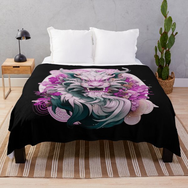 Item preview, Purple and grey  dragon with black BG -Year of the Dragon- chinese Zodiac Theme-black Background designed and sold by CosmicNook1.