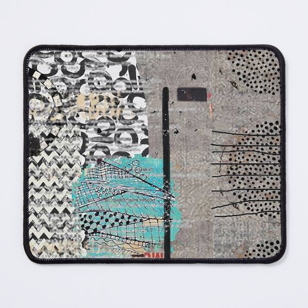 Item preview, Grey Teal Black and White Hand Sketched Abstract Art Collage designed and sold by Sheree Burlington.