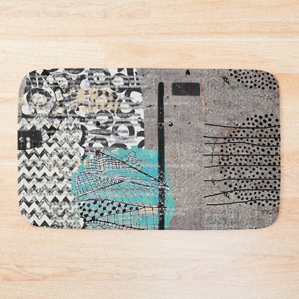 Item preview, Grey Teal Black and White Hand Sketched Abstract Art Collage designed and sold by Sheree Burlington.