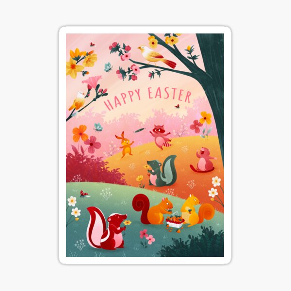 Easter greeting card, spring illustration Sticker