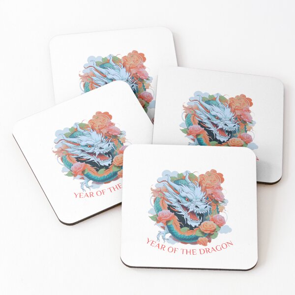 Item preview,  Vibrant  Colourful Snarling blue  dragon  bright white bg-Year of the Dragon- Chinese Zodiac Theme-white Background designed and sold by CosmicNook1.