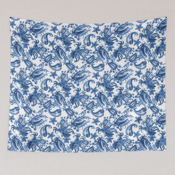 Item preview, padrão de estampa ornamental azul designed and sold by RODRIGORo.