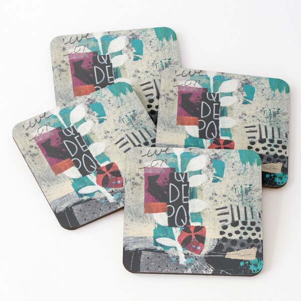 Item preview, ABC Collage Art Teal Red Black & White designed and sold by Sheree Burlington.