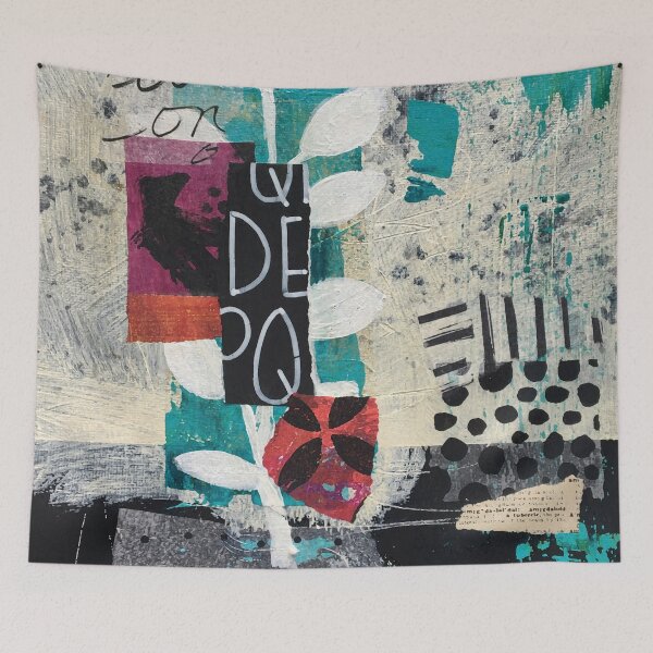 Item preview, ABC Collage Art Teal Red Black & White designed and sold by Sheree Burlington.