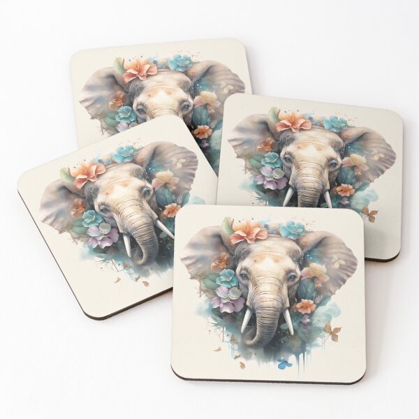 Item preview, Boho Elephant Floral Watercolor designed and sold by EnchantInk.