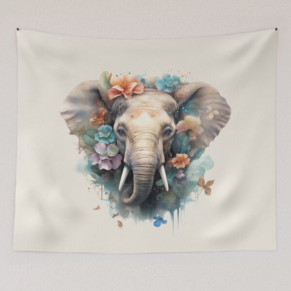 Item preview, Boho Elephant Floral Watercolor designed and sold by EnchantInk.