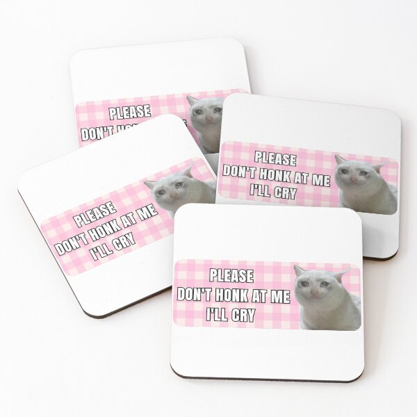 Item preview, Please don't honk at me i'll cry pink cat craying Humor Bumper car  designed and sold by Micro-dose.