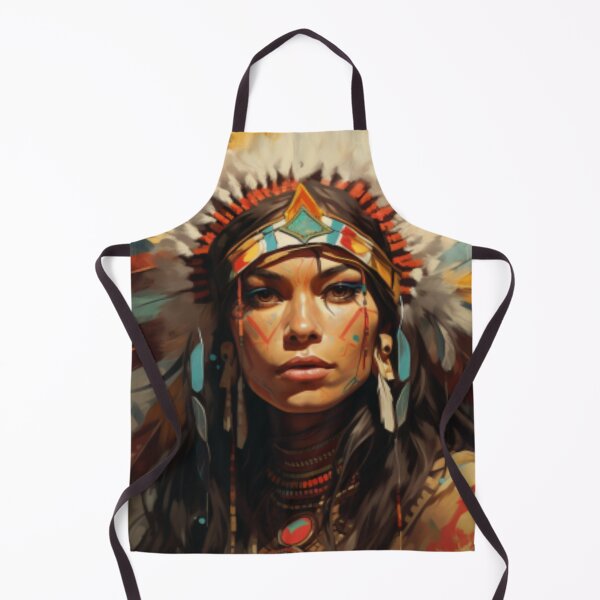 Item preview, Native American woman with feather headdress and paintings designed and sold by cristina1001.