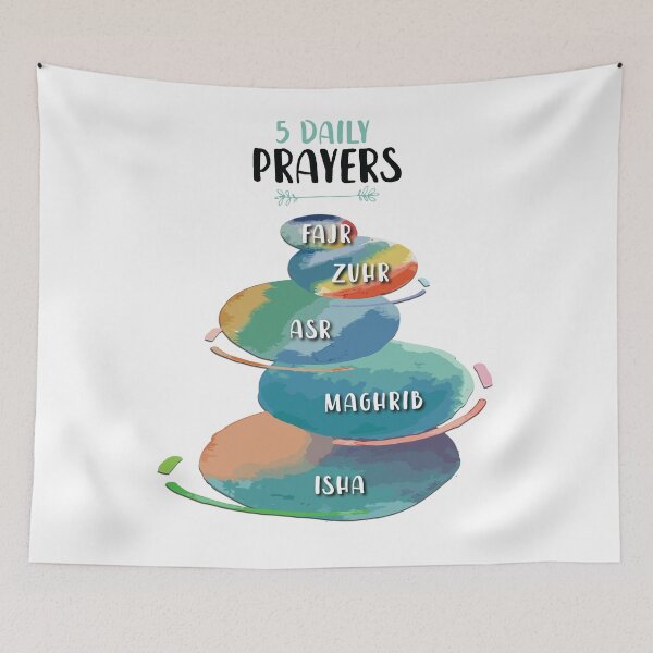 Item preview, 5 Daily Prayers in Islam -  Islamic poster, wall art, Salah, Fajr, Zuhr, Asr, Maghrib, Isha designed and sold by navitalidesign.