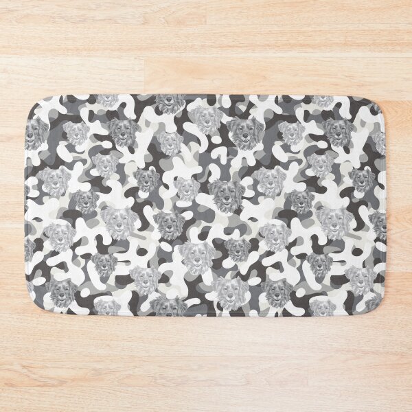 Item preview, Smiling Dog Face And Black/White Camo Pattern designed and sold by DuFauna.