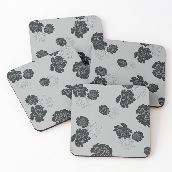 Item preview, Dark Peonies on gray background designed and sold by Erinelyse827.