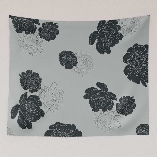 Item preview, Dark Peonies on gray background designed and sold by Erinelyse827.