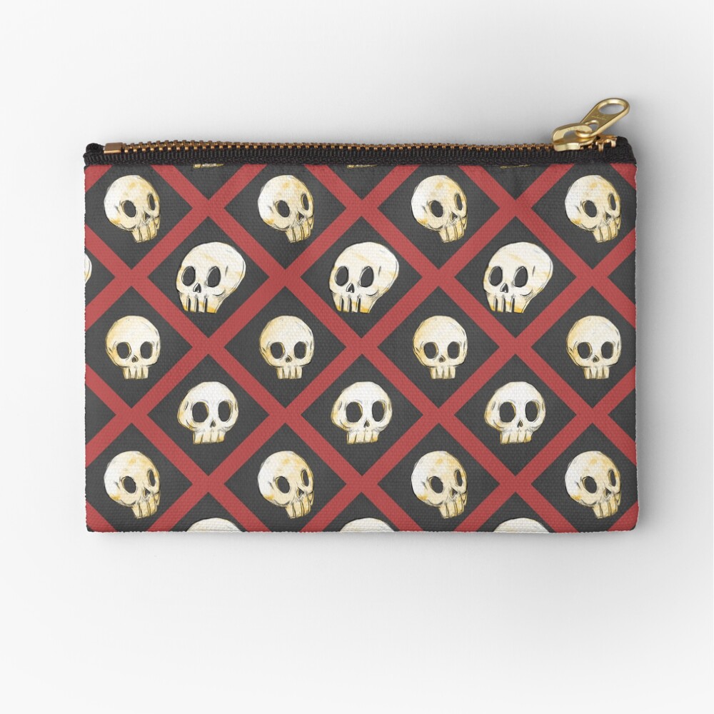 Tiling Skulls 2/4 - Red Zipper Pouch