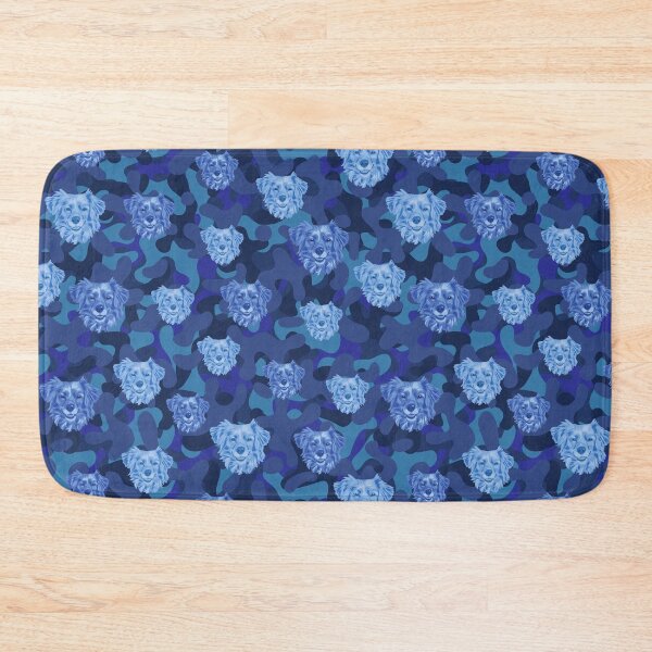 Item preview, Smiling Dog Face And Blue Camo Pattern designed and sold by DuFauna.