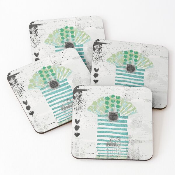 Item preview, Teal Turquoise Black and White Fan Abstract Art Collage designed and sold by Sheree Burlington.