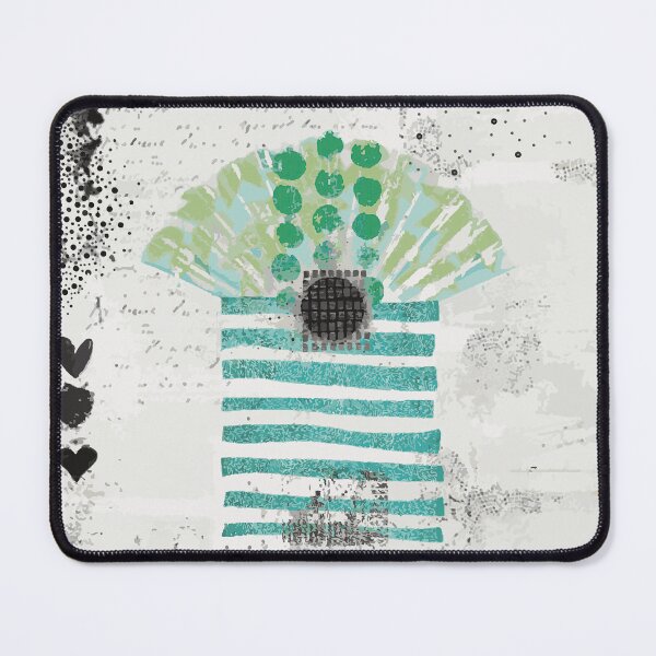 Item preview, Teal Turquoise Black and White Fan Abstract Art Collage designed and sold by Sheree Burlington.
