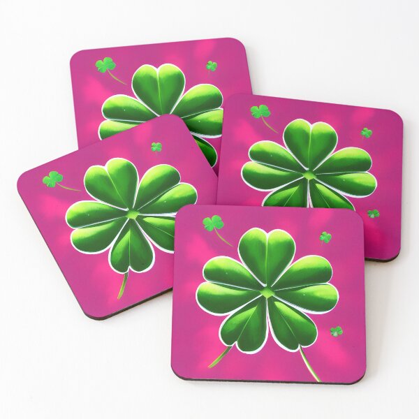 Item preview, Green Clover on Pink Background designed and sold by FamiliarPufferfish.