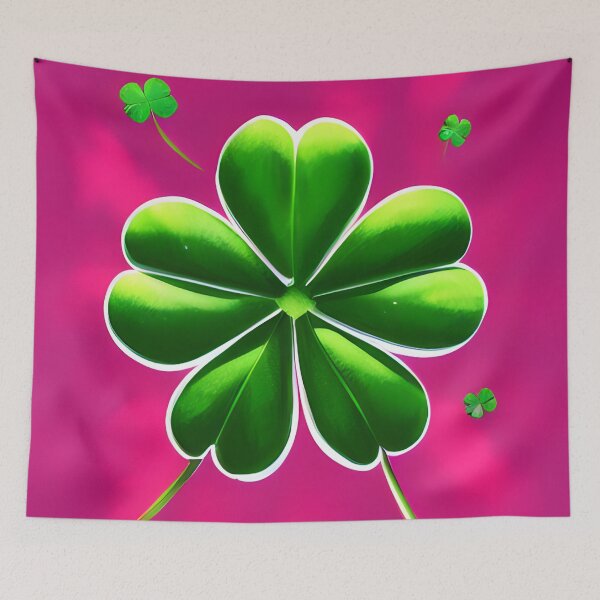Item preview, Green Clover on Pink Background designed and sold by FamiliarPufferfish.